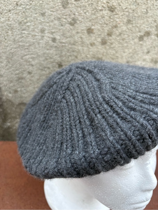 Kinross Women Grey Ribbed Knit Beret Cashmere